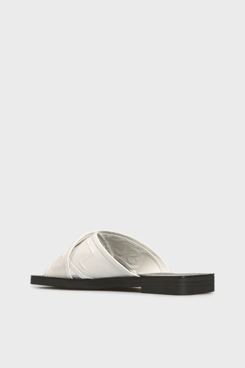 Женские белые кожаные слайдеры 5