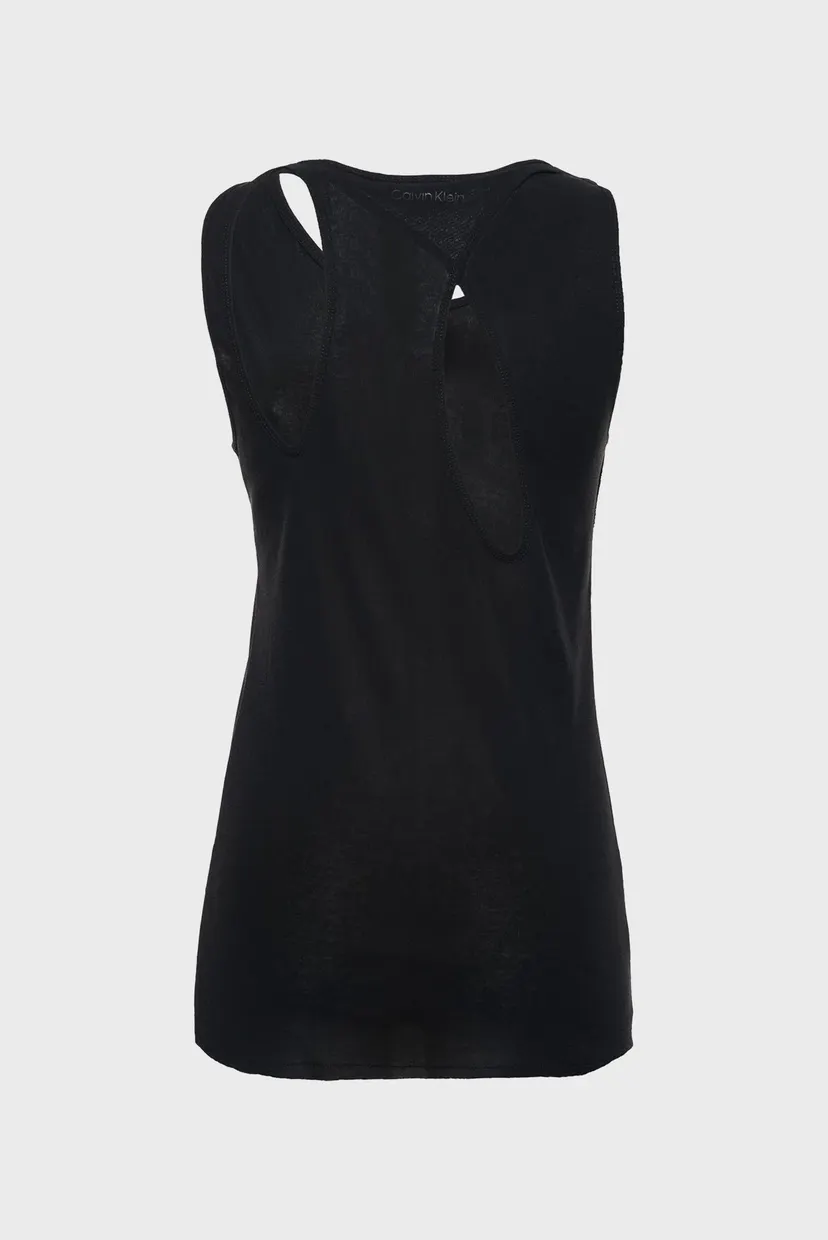 Женский черный топ SHEER CREPE JERSEY CUT OUT TANK 4