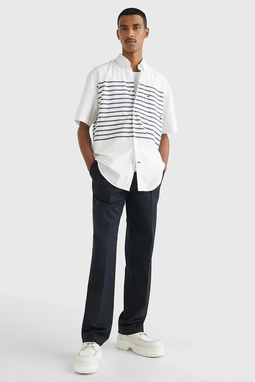 Мужская белая рубашка BRETON PLACED STRIPE 7