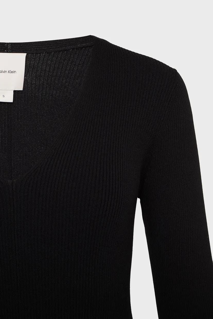 Женское черное платье ICONIC RIB SWEATER DRESS 3