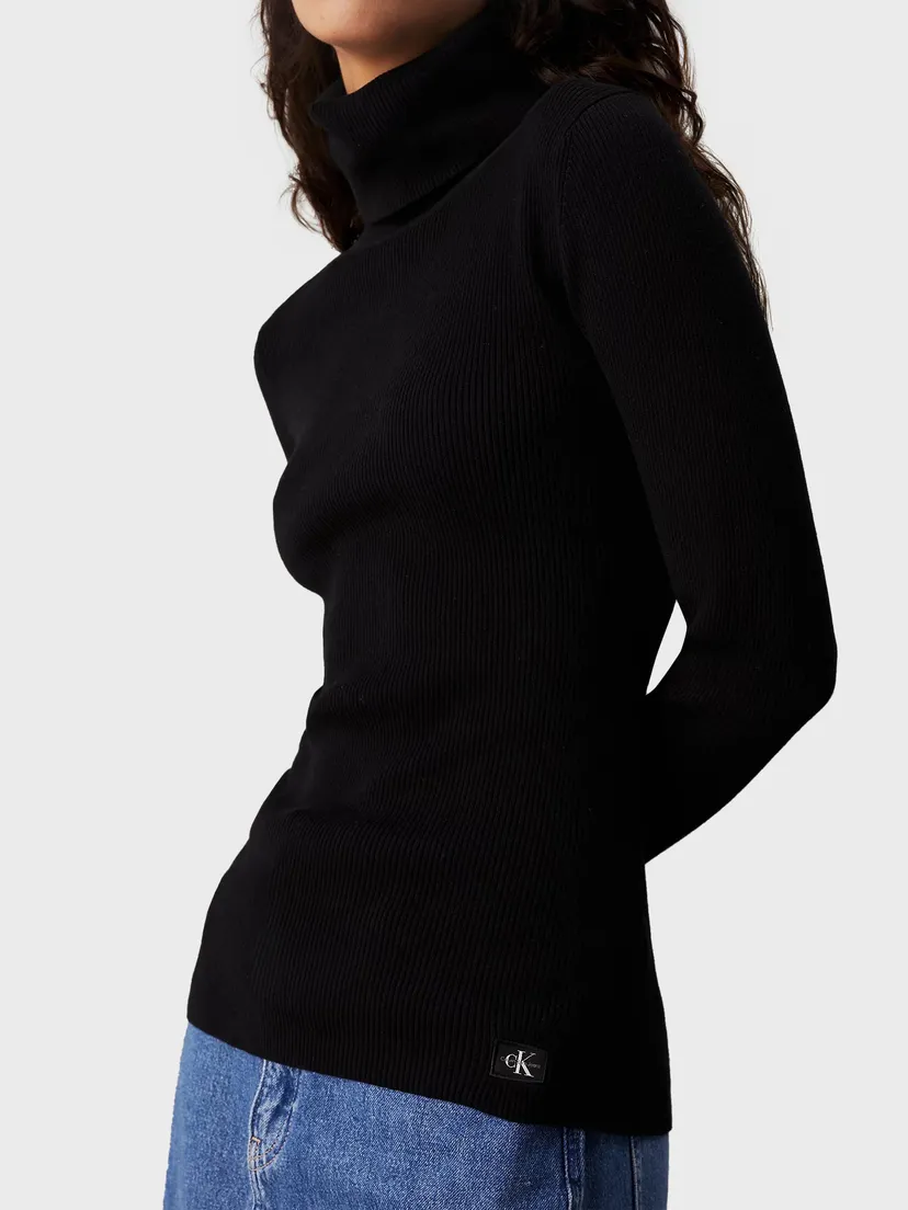 Женский черный гольф WOVEN LABEL ROLL NECK 4