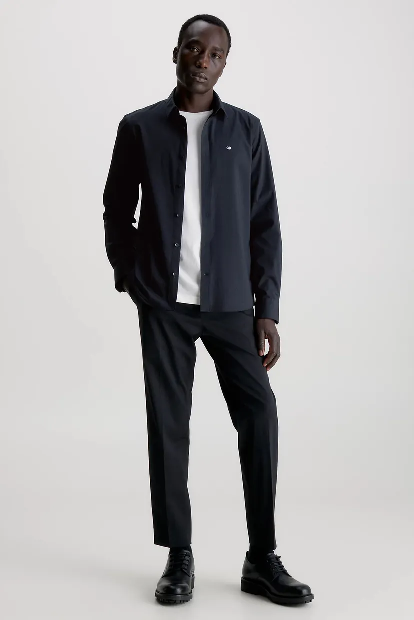 Мужская черная рубашка STRETCH POPLIN SLIM 7
