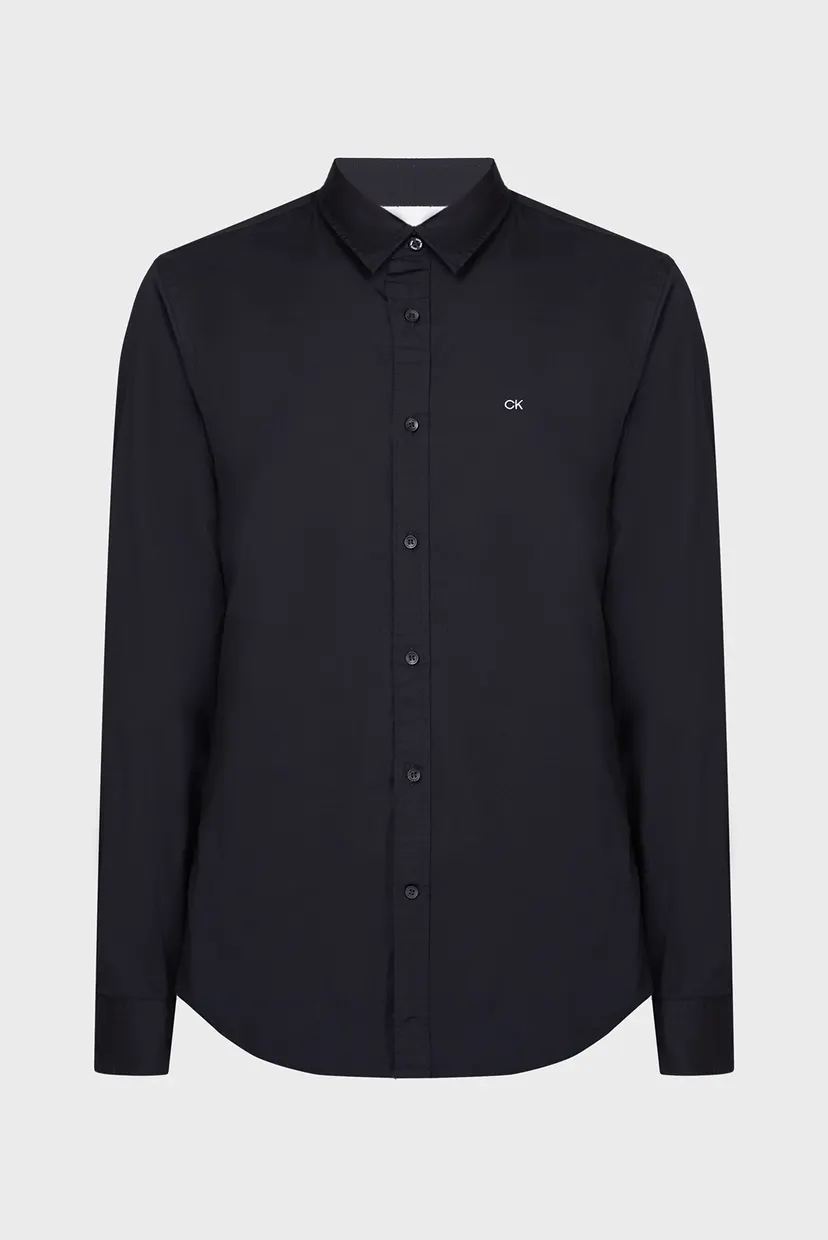 Мужская черная рубашка STRETCH POPLIN SLIM 10