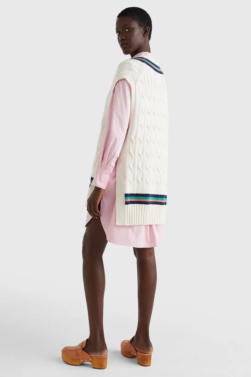 Женский белый пуловер с короткими рукавами ICON V-NK VEST SWEATER 3