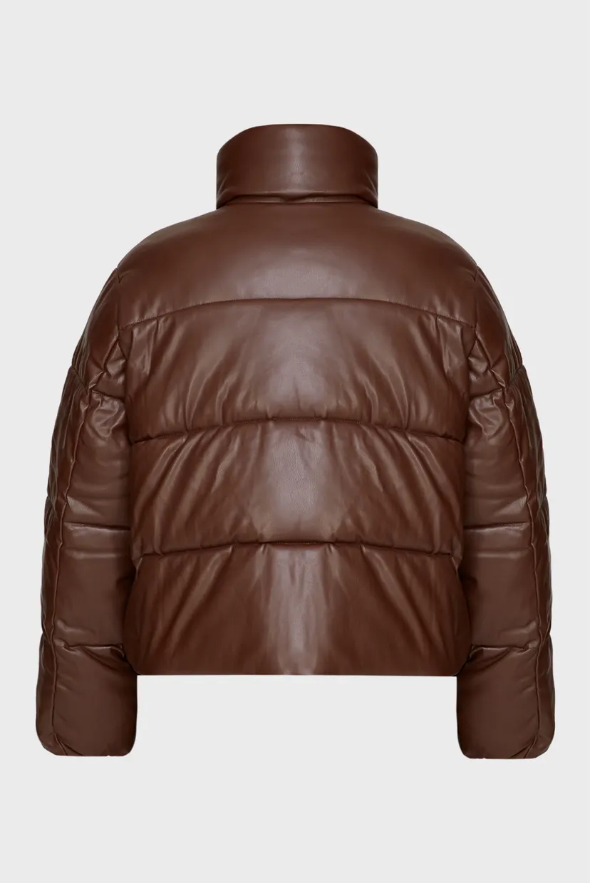 Женская коричневая куртка PU PADDED PUFFER JACKET 9