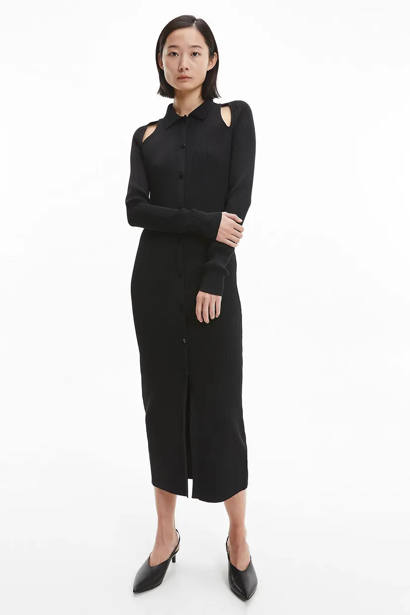 Женское черное платье ICONIC RIB SHIRT 6