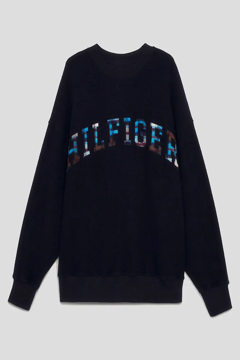 Мужской темно-синий свитшот THC TARTAN OVERSIZED CNECK 7