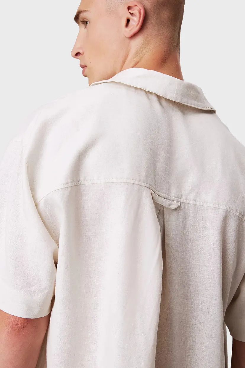 Мужская бежевая льняная рубашка BUTTON DOWN 4