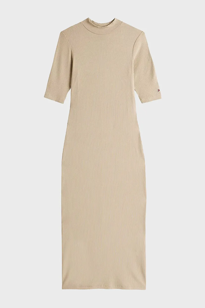 Женское бежевое платье SLIM 5X2 RIB MIDI DRESS 1 2 5