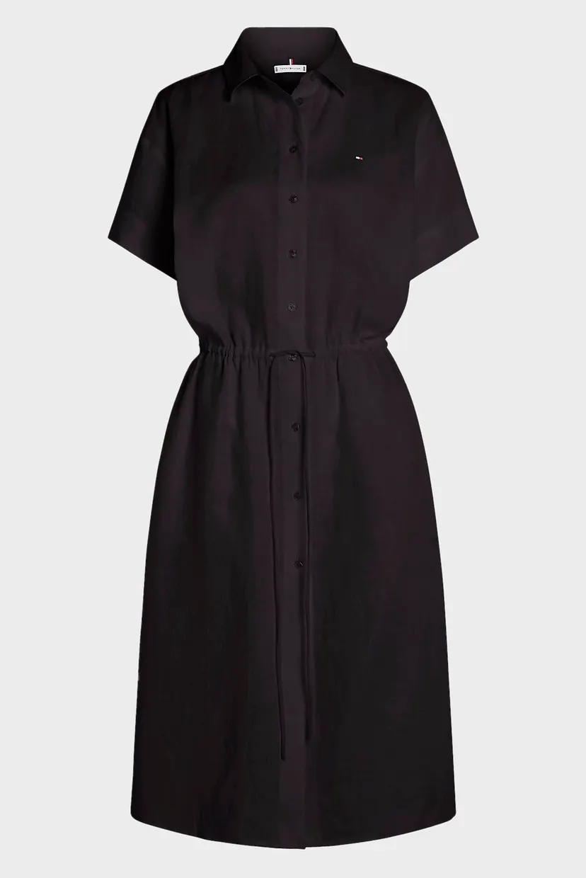 Женское черное льняное платье LINEN SS MIDI SHIRT 5