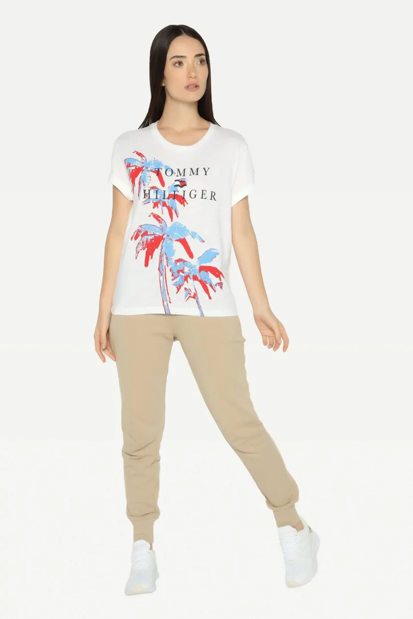 Женская белая футболка REGULAR SLUB FLORAL C-NK TEE 4