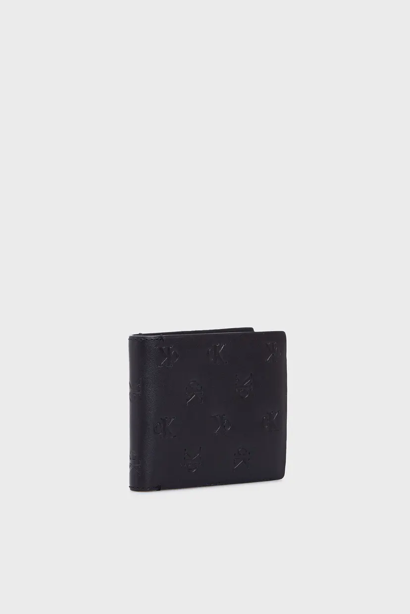 Мужской черный кожаный кошелек AOP EMBOSS BIFOLD 3