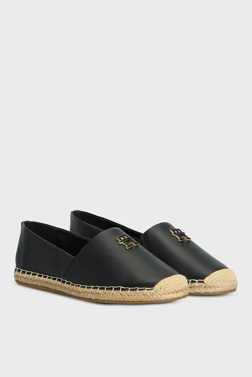 Женские черные кожаные эспадрильи TH LOGO LEATHER ESPADRILLE 3