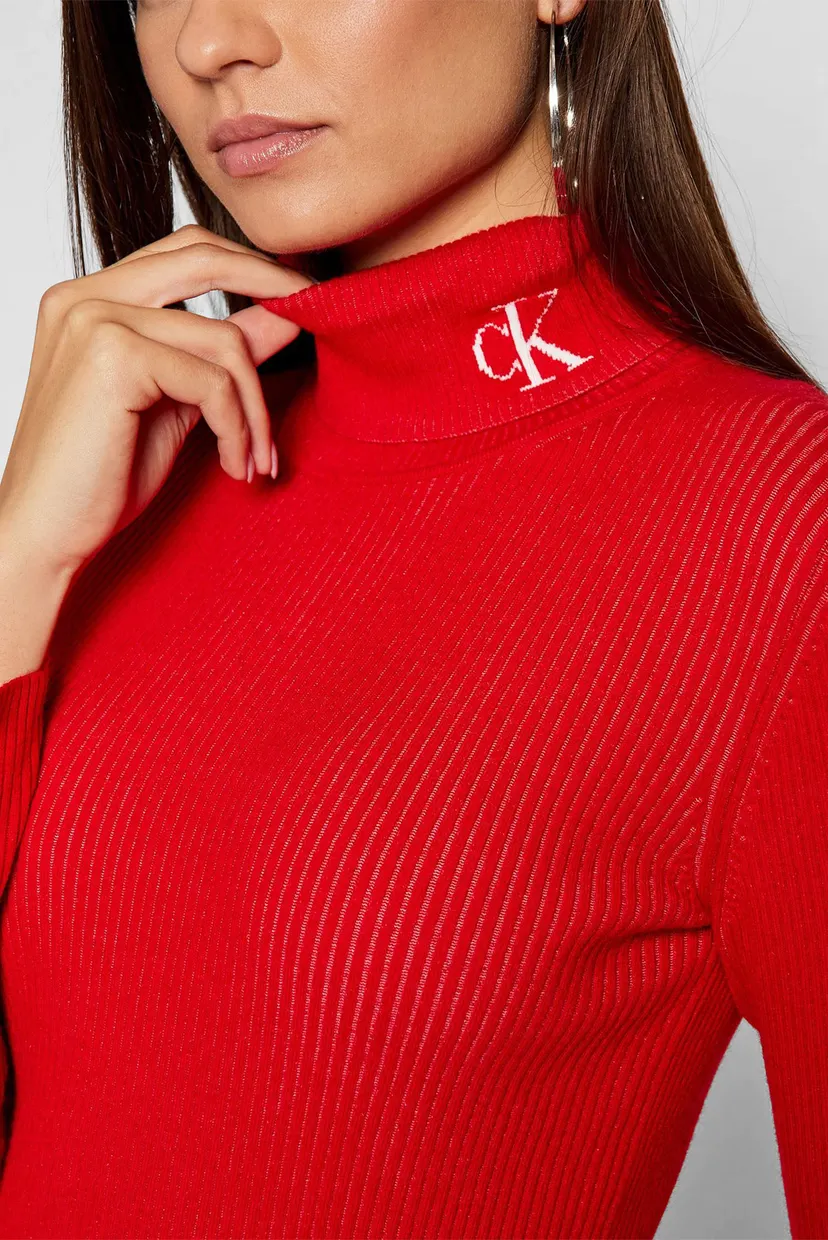 Свитер/RIB ROLL NECK WITH CK 4