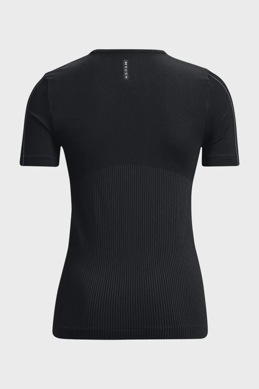 Женская черная футболка UA Rush Seamless SS 12