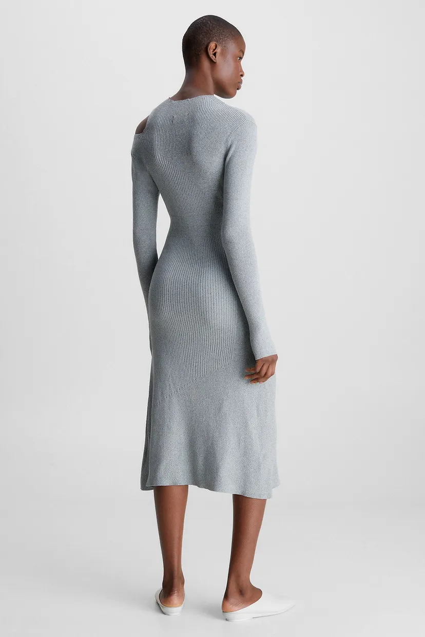 Женское серое платье MELANGE RIB CUT OUT KNIT DRESS 7