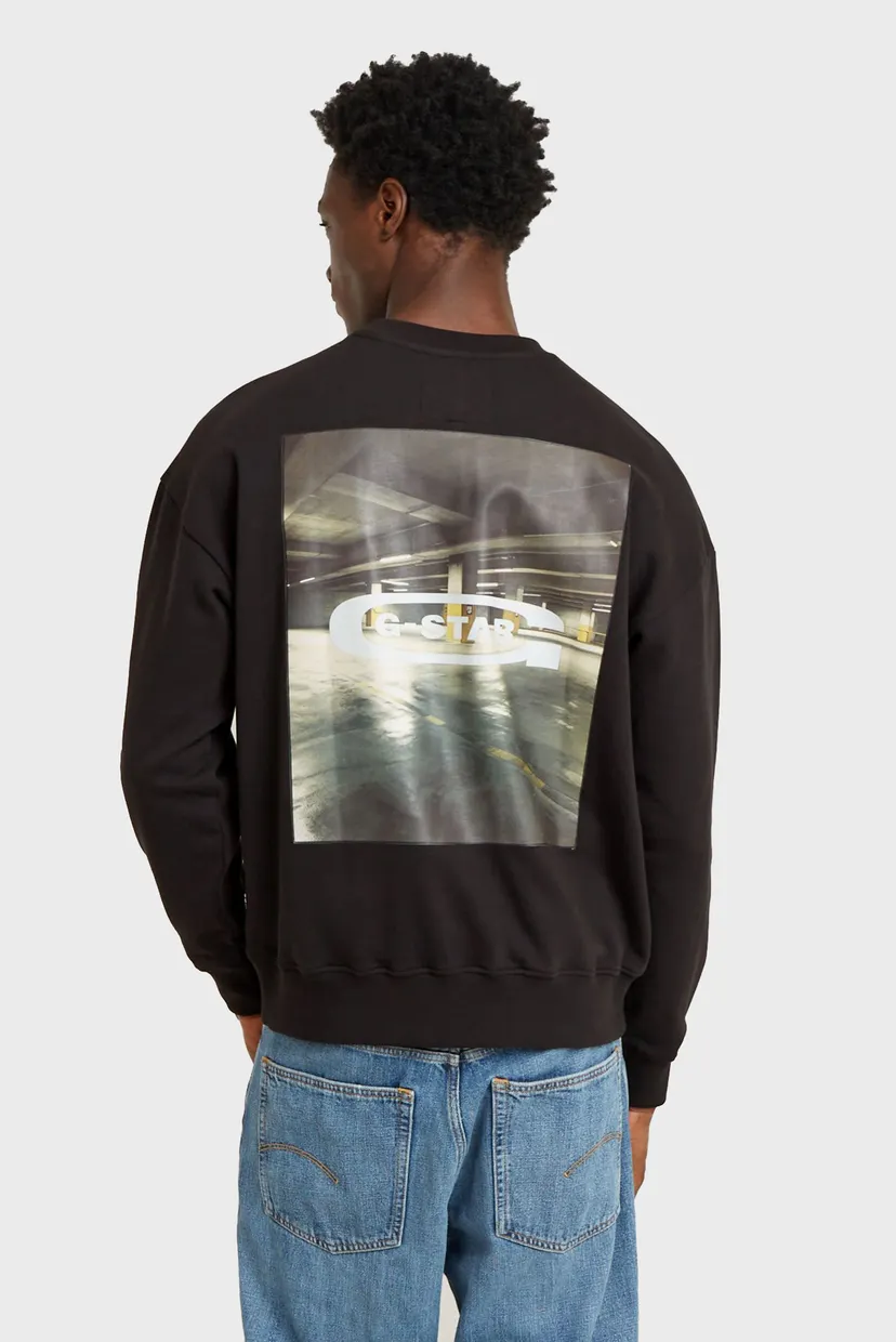 Мужской черный свитшот Photo back print loose 3
