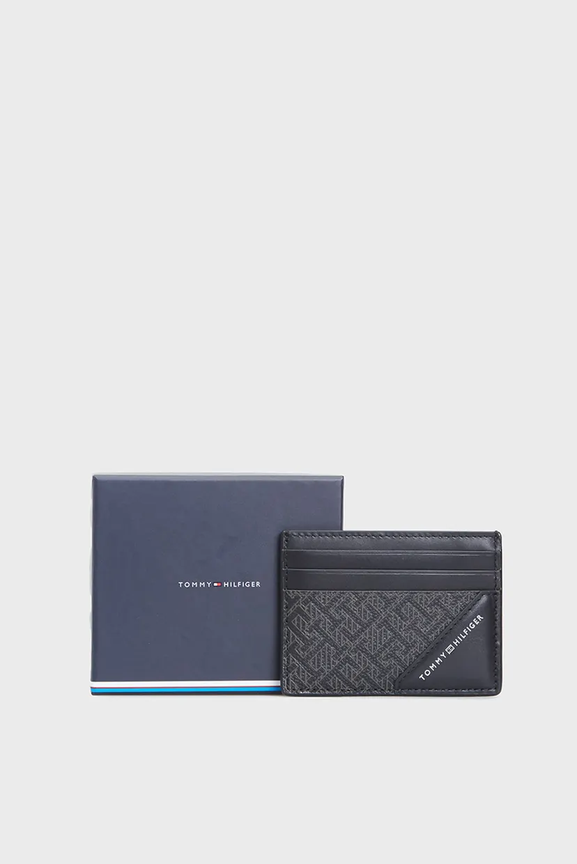 Мужской черный кожаный кардхолдер TH MONOGRAM CC HOLDER 5