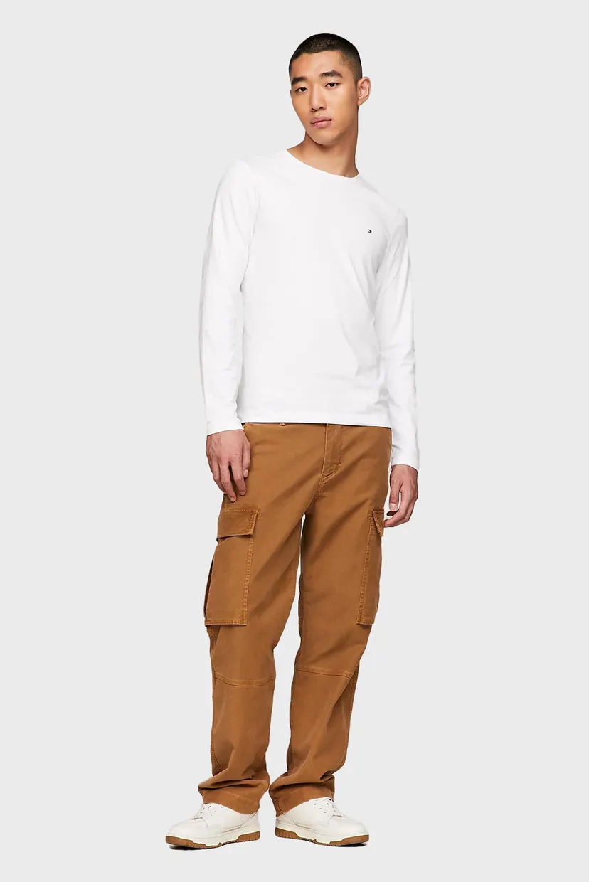 Мужской белый лонгслив STRETCH SLIM FIT LONG SLEEVE TEE 7