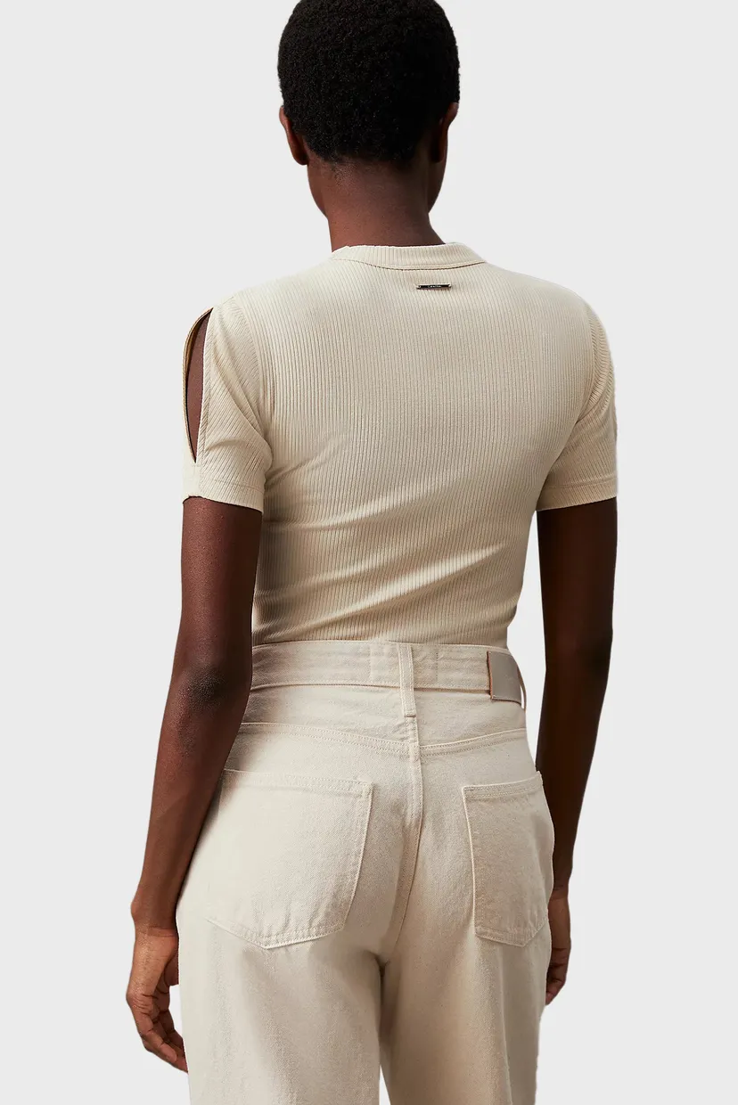 Женский бежевый топ MODAL RIB SLIT DETAIL 3