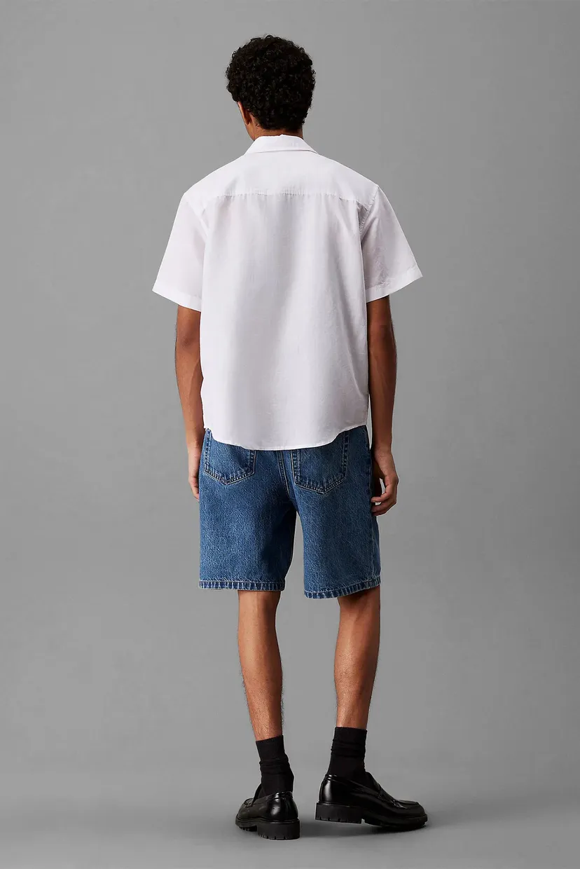 Мужская белая рубашка LINEN COTTON S S SHIRT 3