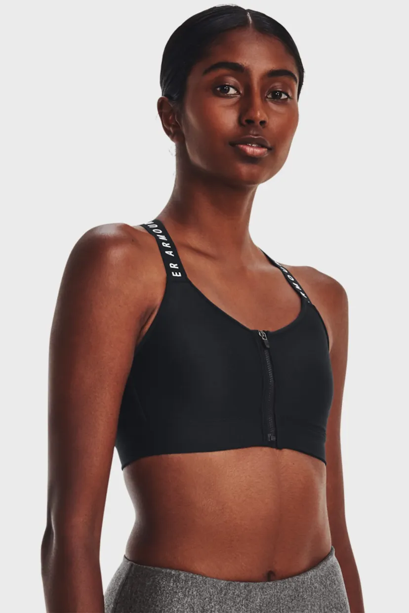 Женский черный спортивный топ UA Infinity High Bra Zip 8
