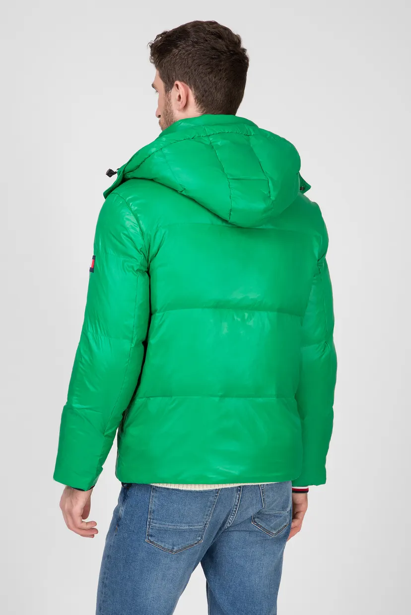Мужская зеленая куртка SHINY HOODED 8