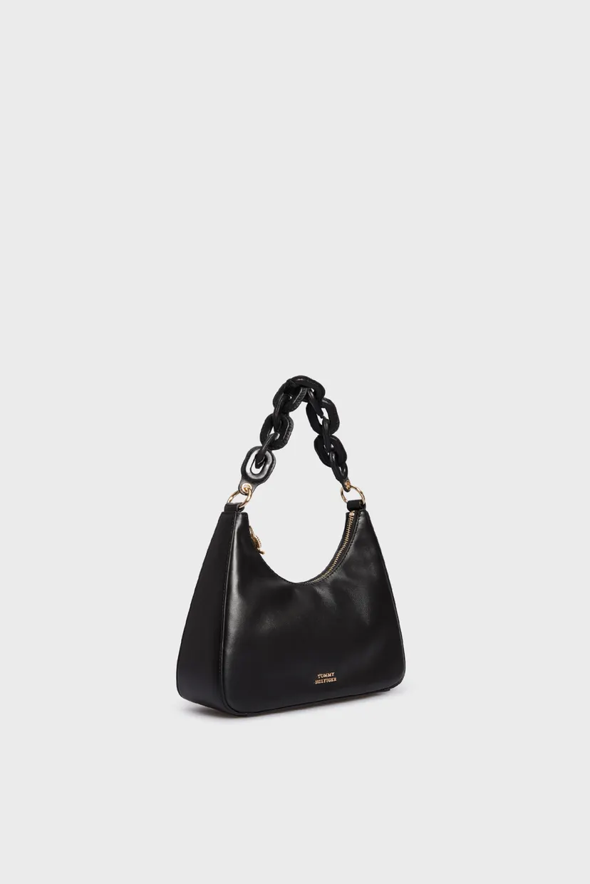 Женская черная кожаная сумка TH SOFT LEATHER SHOULDER BAG 3
