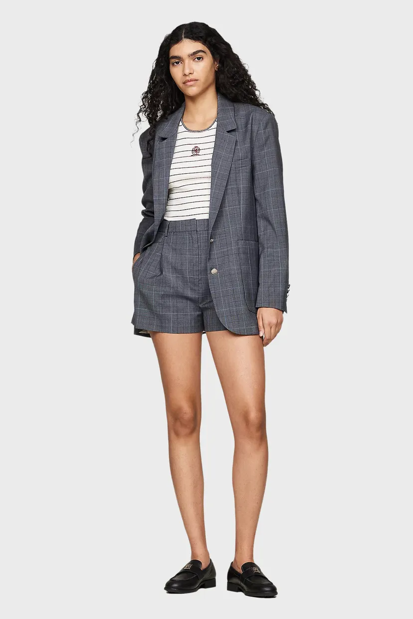 Женские серые шерстяные шорты в клетку THC CC TAILORED SHORTS 4