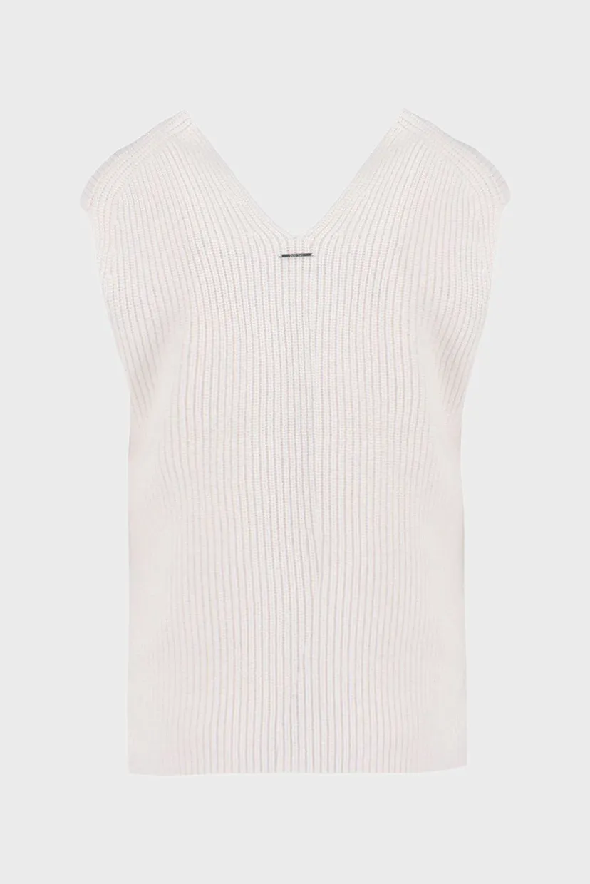 Женский белый шерстяной жилет RECYCLED WOOL RIB 7