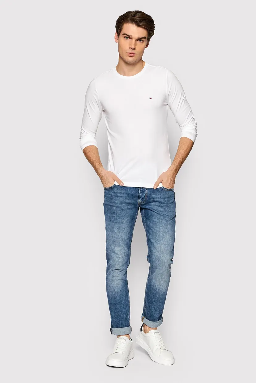Мужской белый лонгслив STRETCH SLIM FIT LONG SLEEVE TEE 3