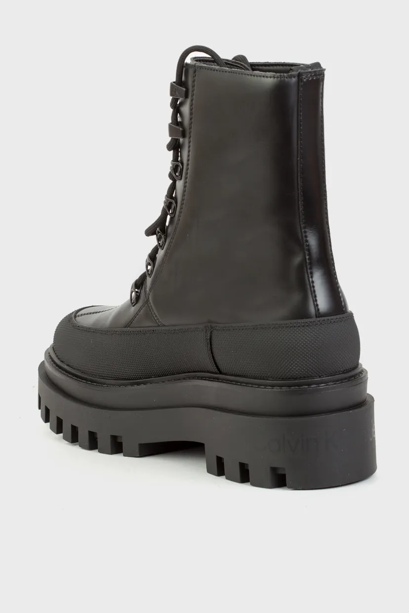 Женские черные кожаные ботинки FLATFORM LACE UP BOOT LTH 3