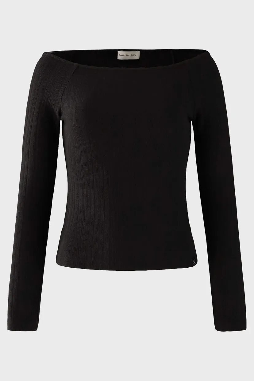 Женский черный топ WARM TEXTURE RIB BARDOT TOP 5