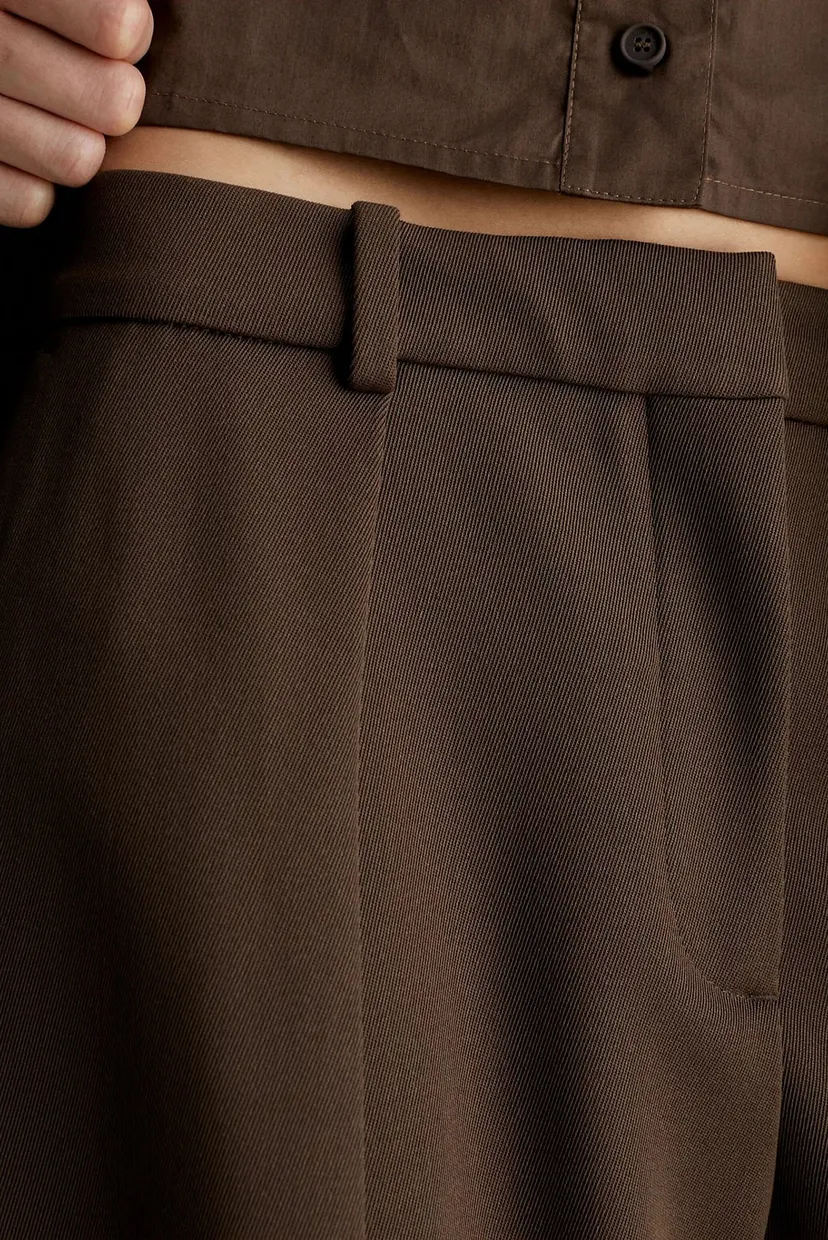 Женские коричневые брюки WOOL TWILL EXTRA WIDE LEG 5