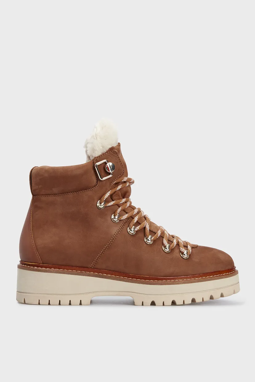 Әйелдерге арналған  қоңыр замша хайкЕрлерге арналған LEATHER OUTDOOR FLAT BOOT 6