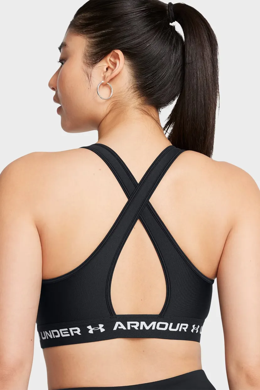 Женский черный топ UA Crossback Mid Bra 4
