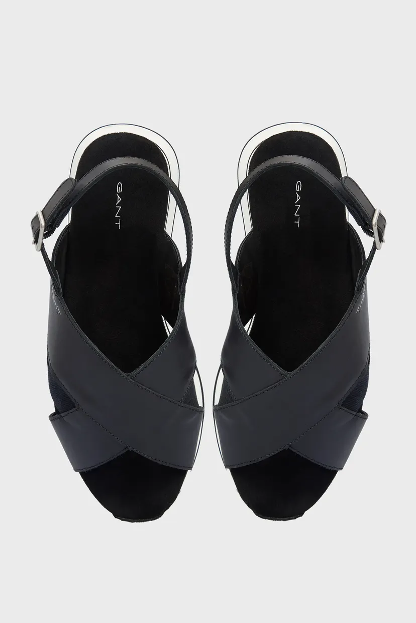 Женские черные кожаные сандалии JAIDYN 4