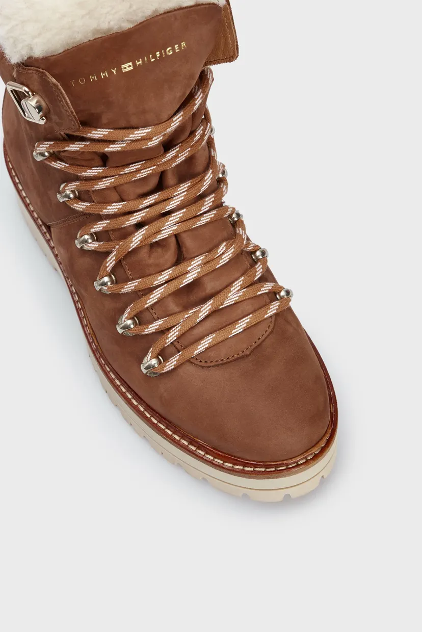 Әйелдерге арналған  қоңыр замша хайкЕрлерге арналған LEATHER OUTDOOR FLAT BOOT 4