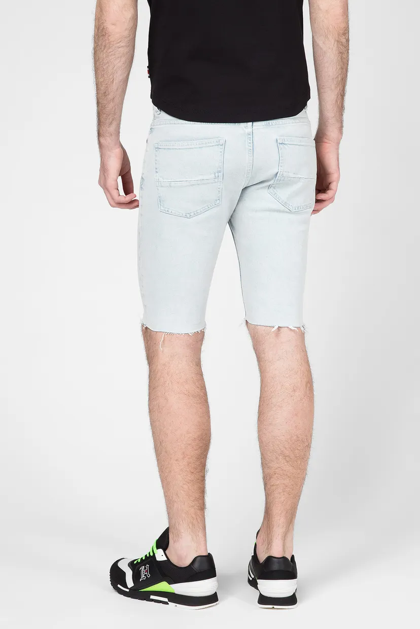 Мужские голубые джинсовые шорты Lewis Hamilton SLIM BLEACH WASH 9