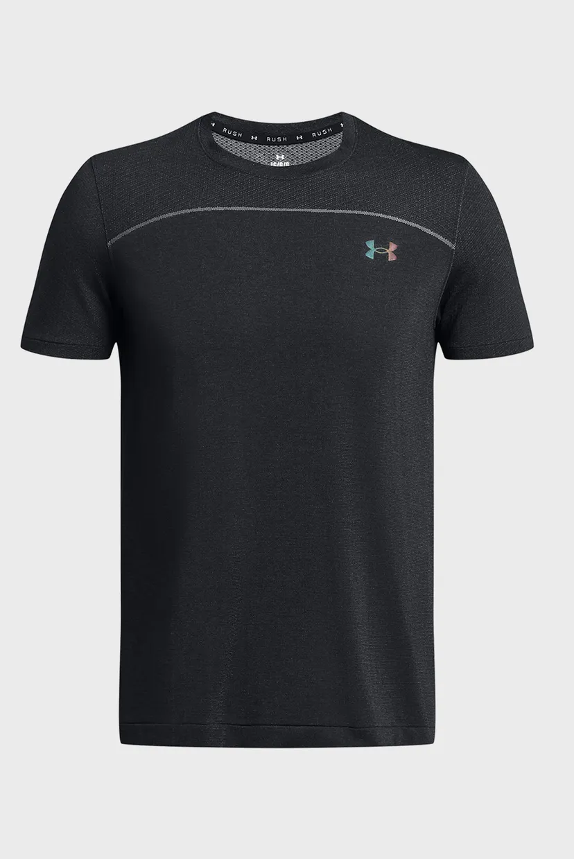 Мужская черная футболка UA Rush Seamless Wordmark SS 5