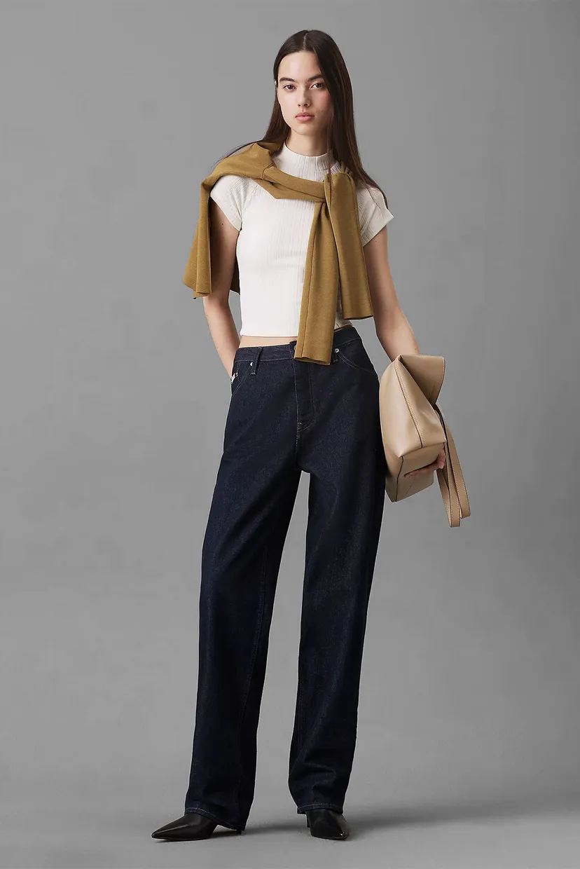 Женский белый топ WARM TEXTURE RIB MOCKNECK TOP 4