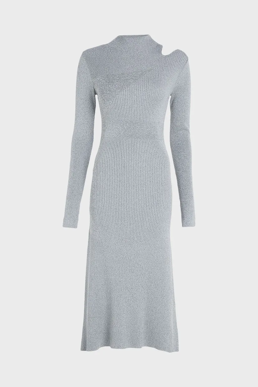 Женское серое платье MELANGE RIB CUT OUT KNIT DRESS 5