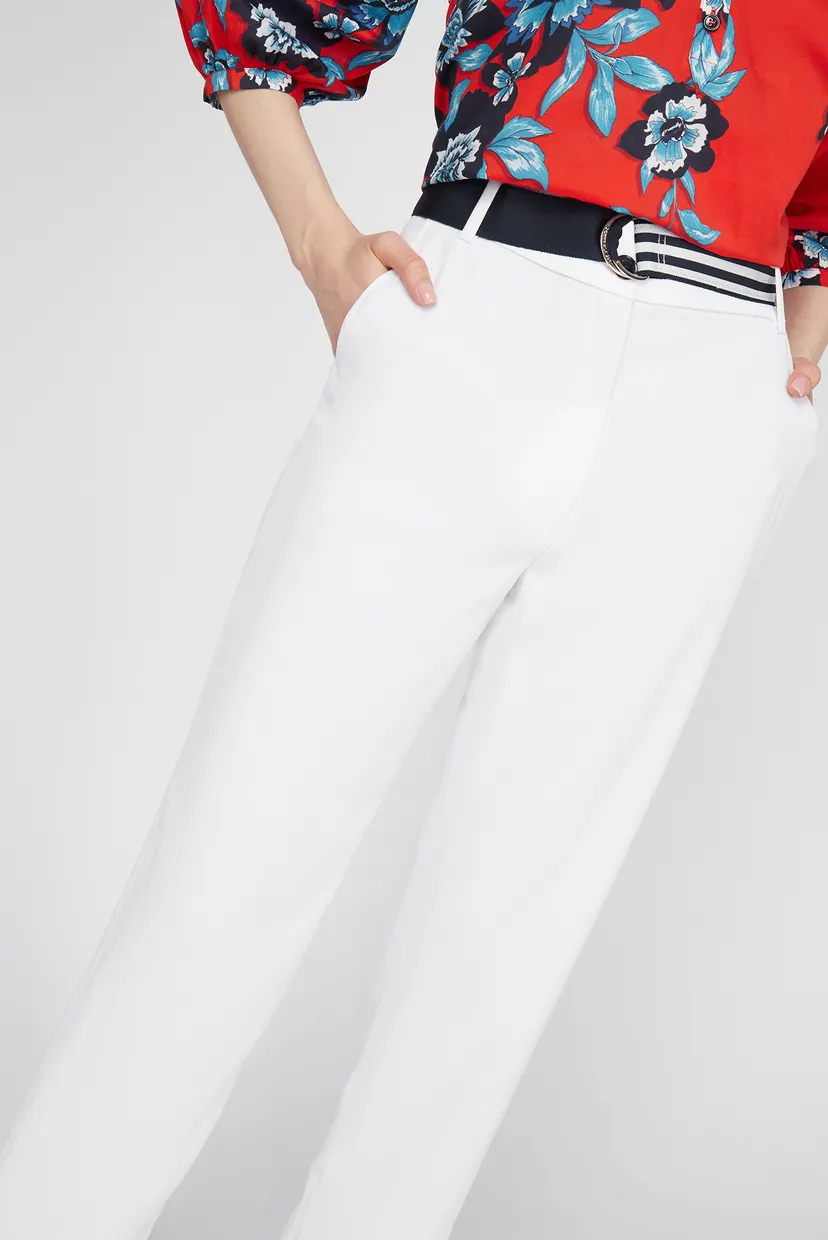 Женские белые брюки CREPE BELTED TAPERED ANKLE PANT 10