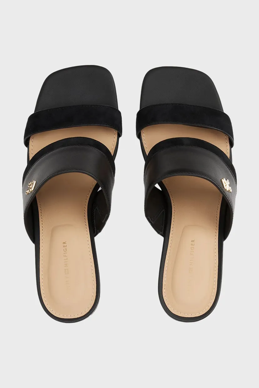 Босоножки LEATHER & SUEDE BLOCK HEEL MULE 4