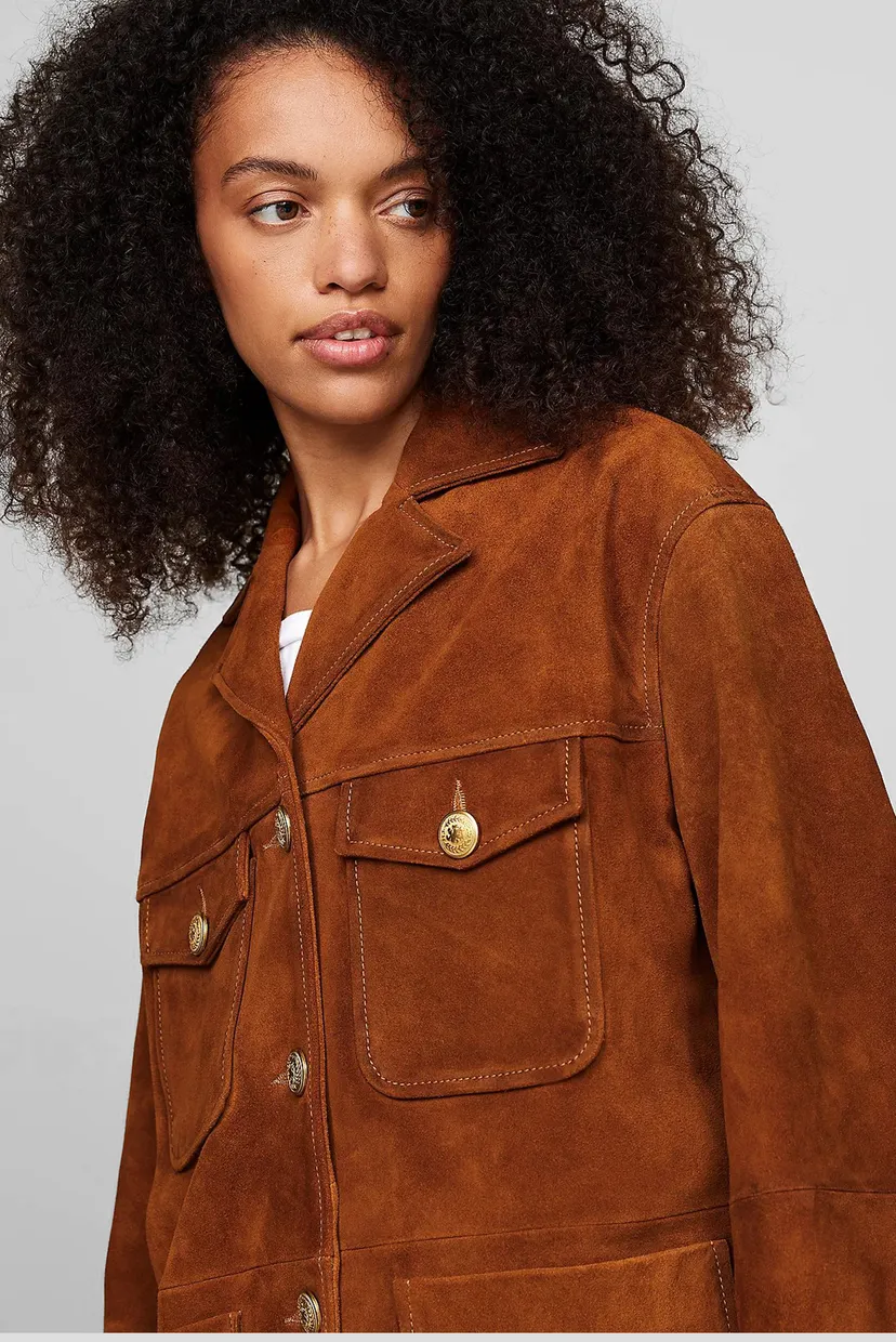 Женская рыжая замшевая куртка MD SUEDE AMERICANA 5