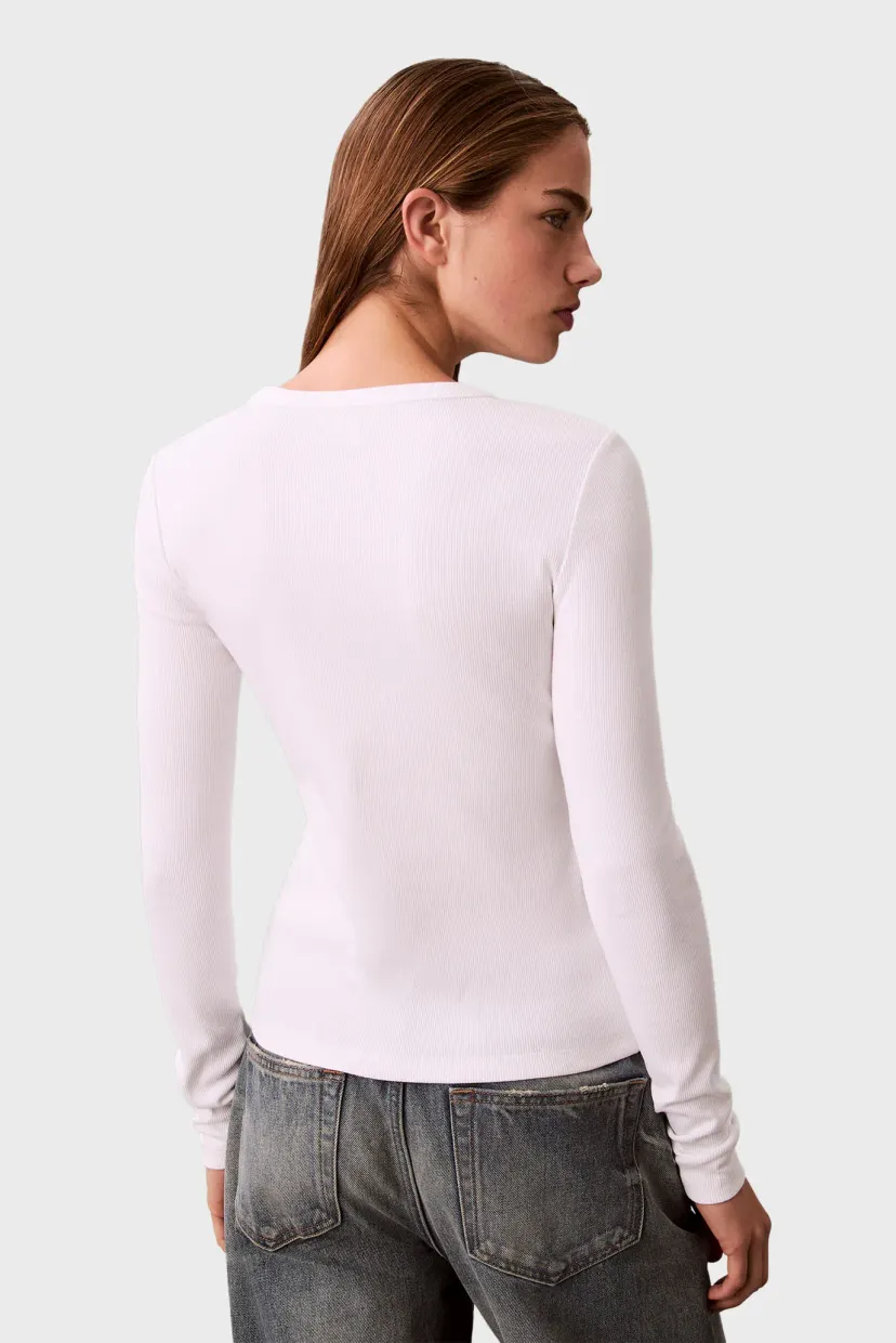 Лонгслив LS WOVEN LABEL 2X2 RIB CREW TOP 4