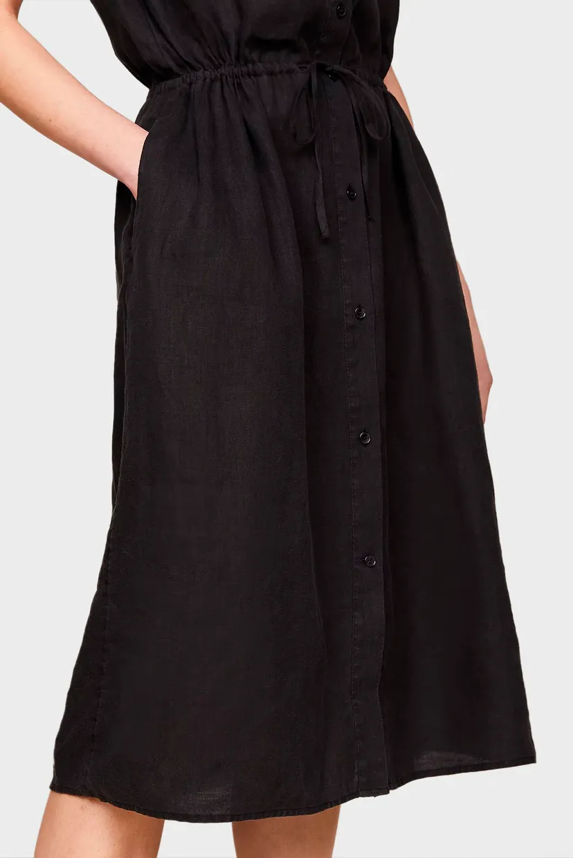 Женское черное льняное платье LINEN SS MIDI SHIRT 3