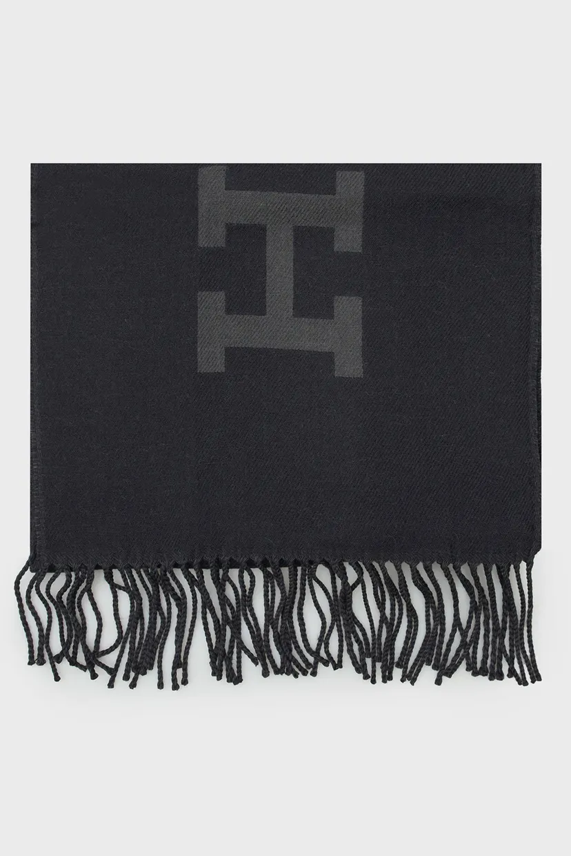 Мужской темно-синий шерстяной шарф TH MONOTYPE WOOL SCARF 3