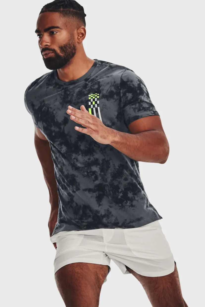 Мужская серая футболка с узором UA RUN ANYWHERE SS TEE 4