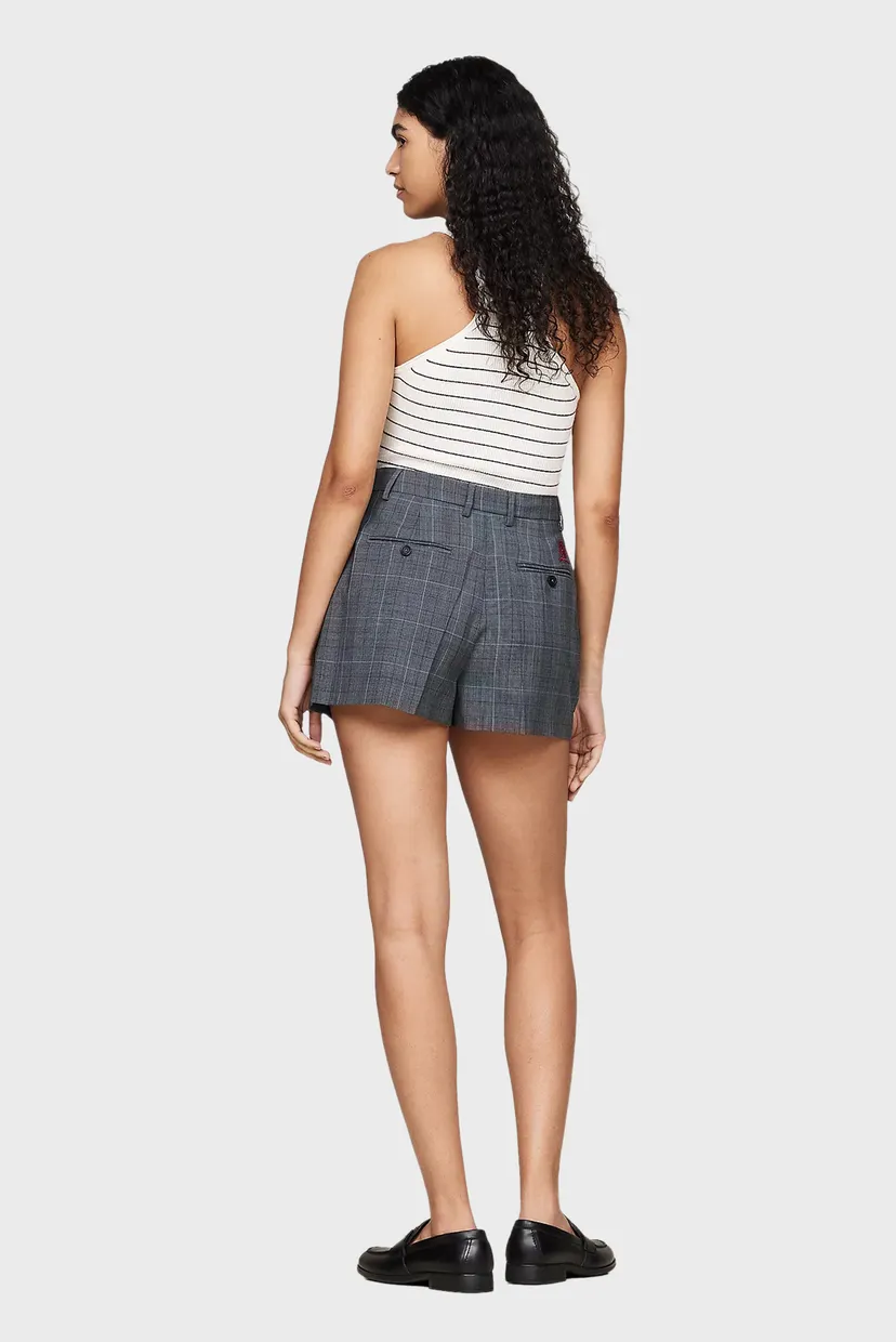 Женские серые шерстяные шорты в клетку THC CC TAILORED SHORTS 5